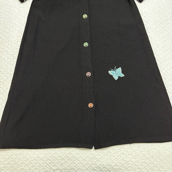 Vintage Alnora Dress Embroidered Butterflies Women’s Large - Picture 5 of 14